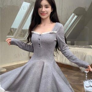 DAZY Contrast Lace Trim Button
Front Dress